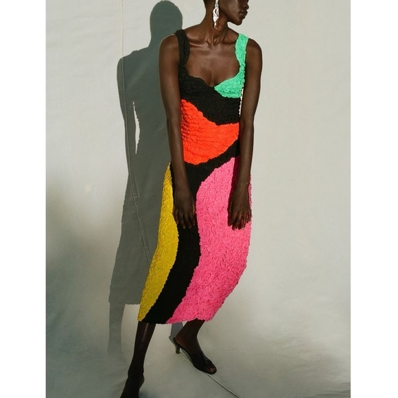 Mara Hoffman Midi Popcorn Ramona Colorblock Dress - Picture 3 of 7